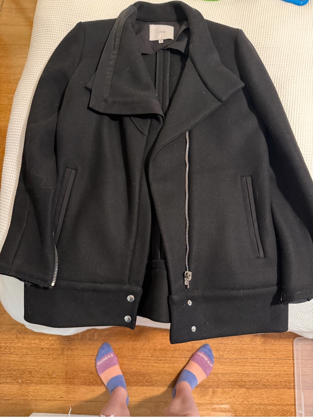 IRO Black Wool Zip-Front Coat